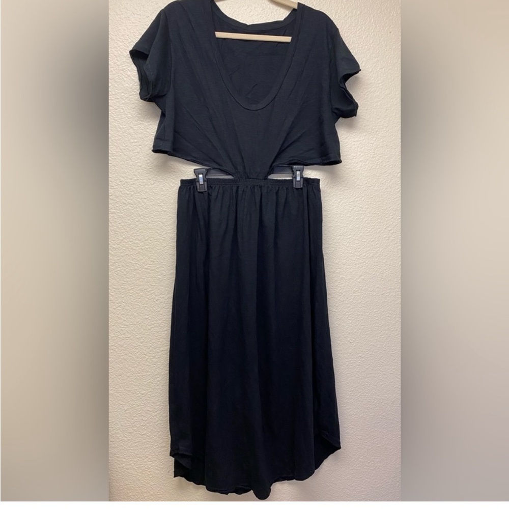 Free People Beach Dress black cut out back tshirt  xl
